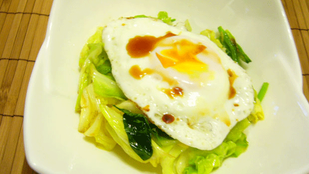 stir-fried-cabbage-in-butter on rice - Japanese recipe Japanese cuisine